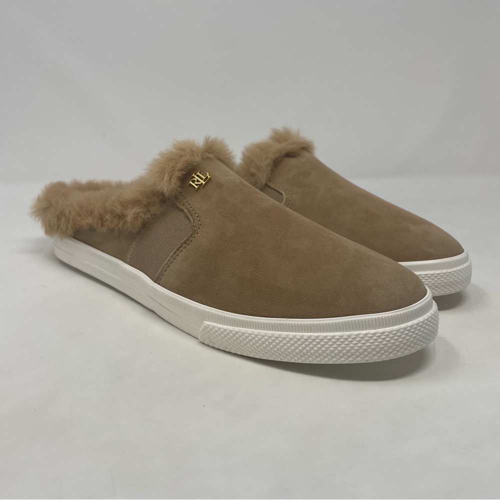 Nib Ralph Lauren Jinny Faux Fur Trim Mule Slippers - Picture 5 of 11